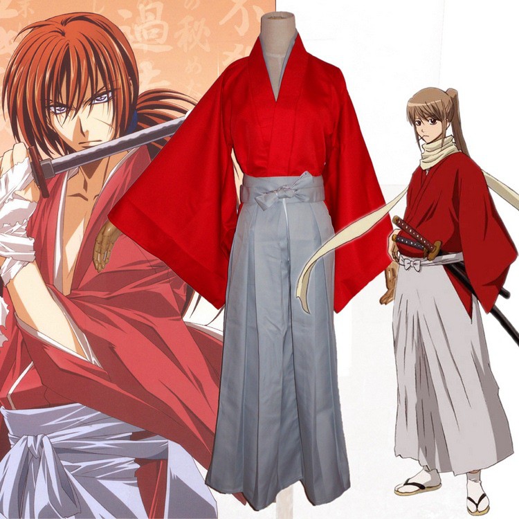 Rurouni Kenshin Himura Kimono Cosplay Costume Kendo Hakama Kimono