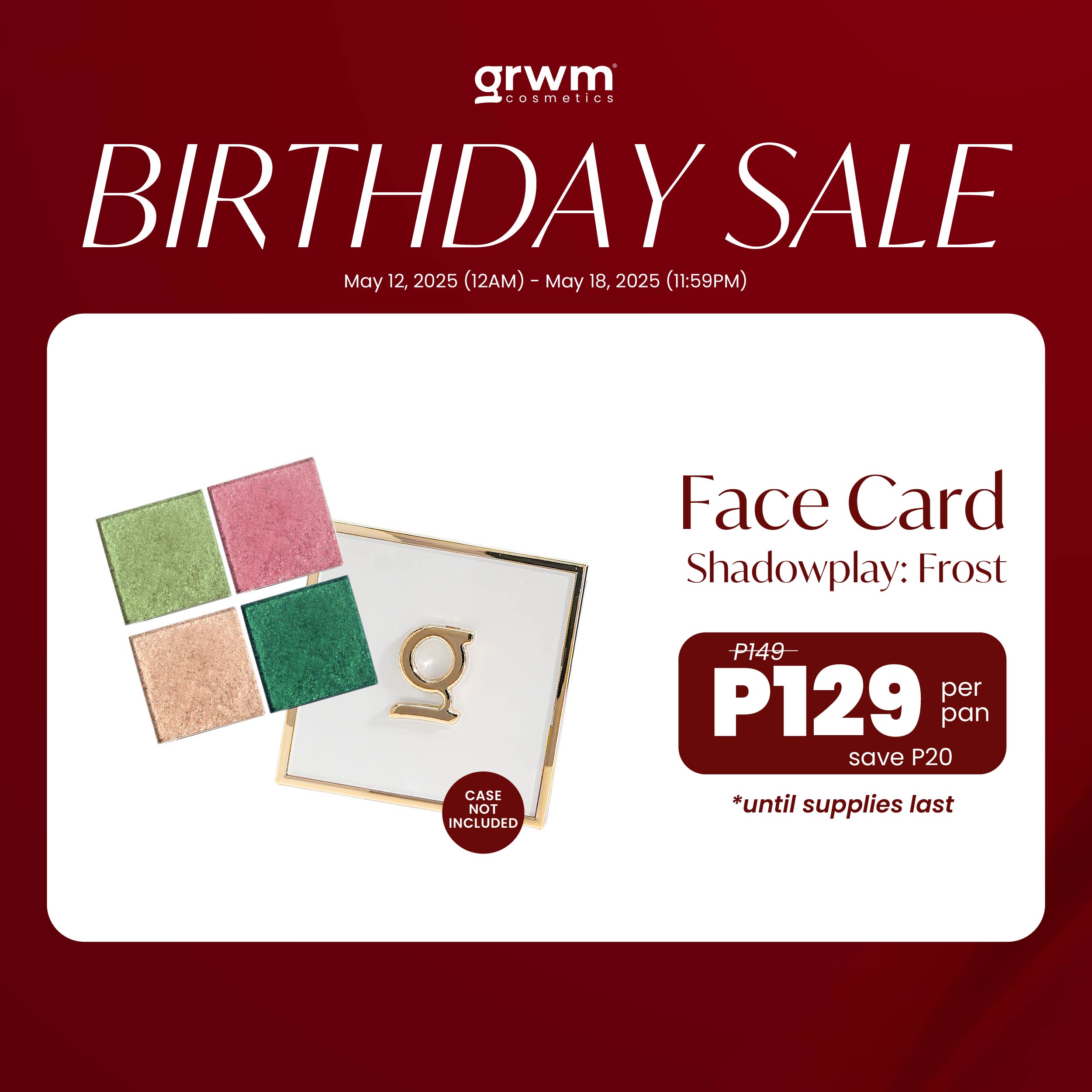 Discount on GRWM Cosmetics  shoes - SKU: GRWM Cosmetics Face Card Shadowplay - Frost Eyeshadow [case not included]