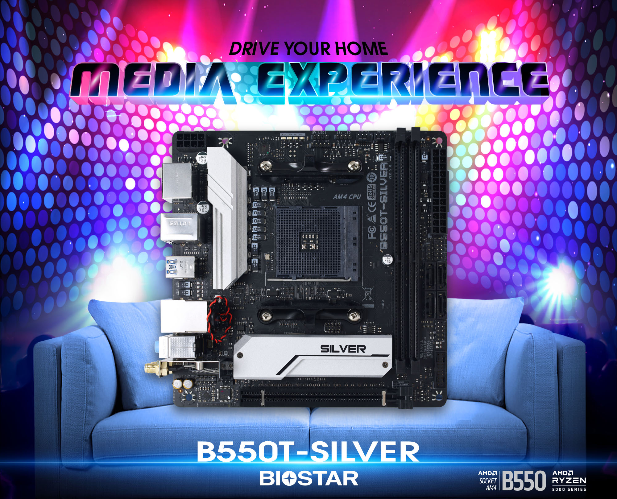 Biostar B550T-SILVER Motherboard Mini ITX Mini-ITX for