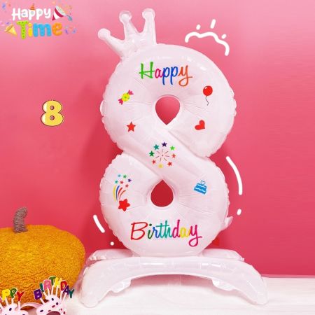 Happy Time 32" White Number Balloon Kit for Parties