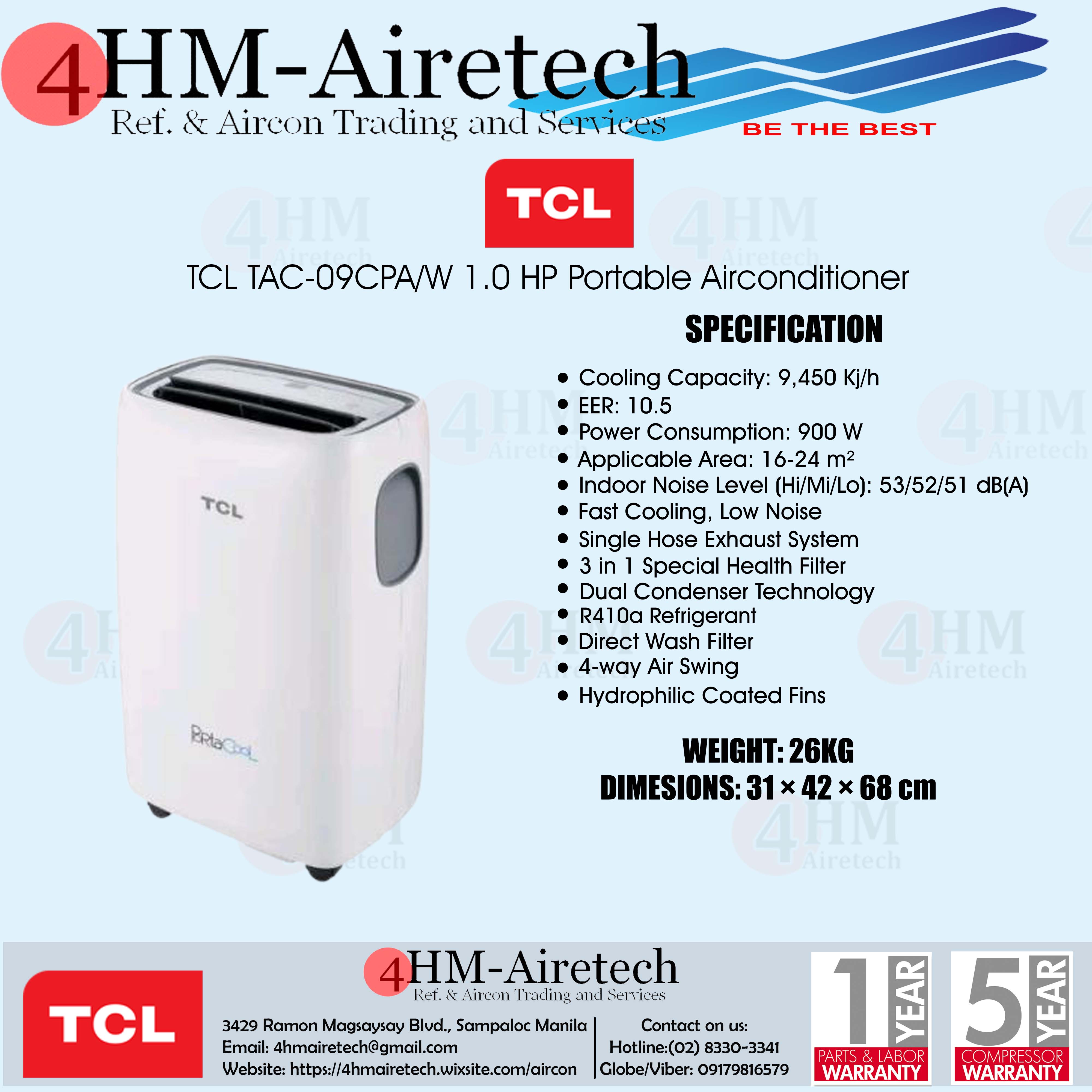 TCL TAC-09CPA/W 1.0 HP Portable 
