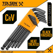 Tolsen 13-Piece Long Arm Allen Hex Key Set, Black Finish