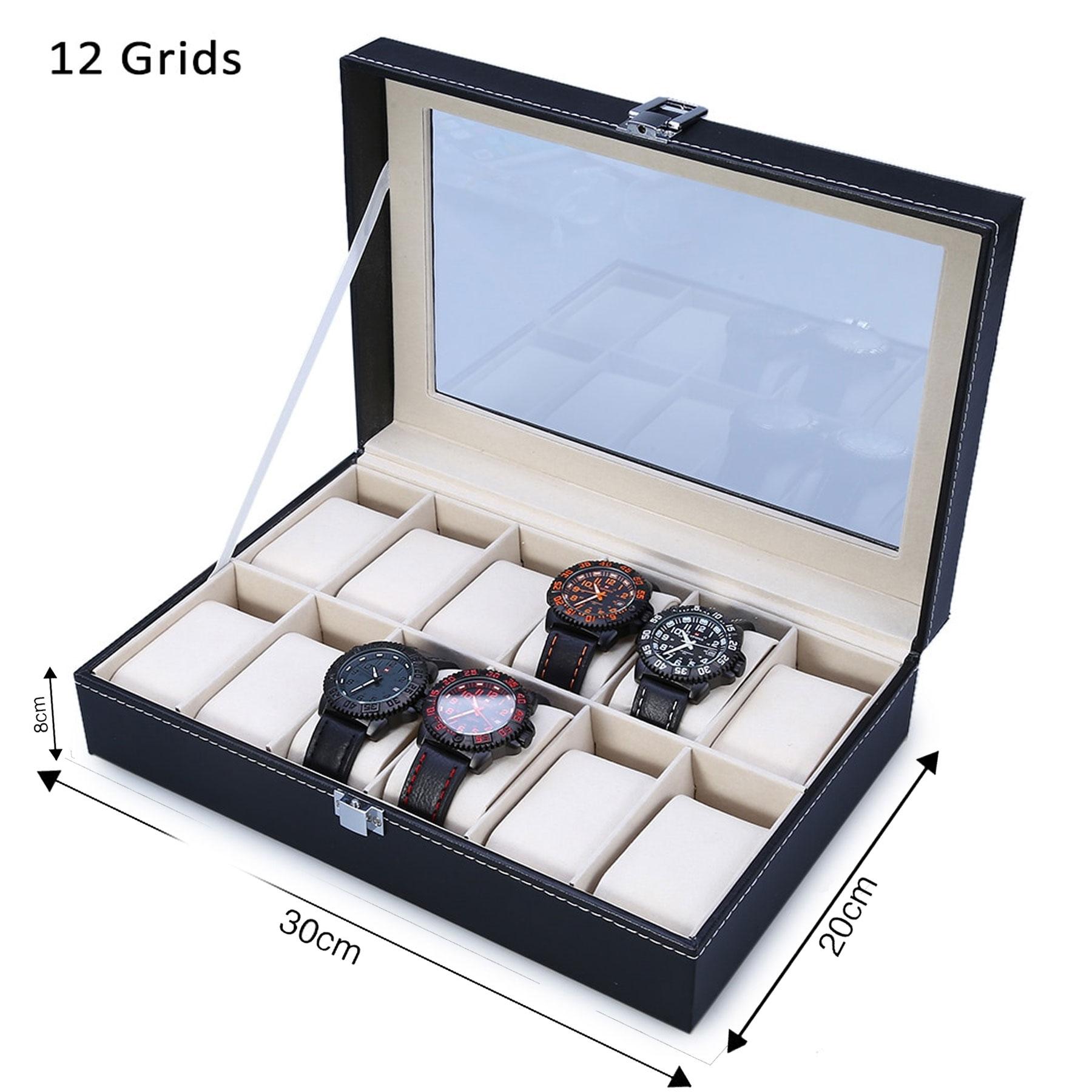 12-Slot Black Jewelry Display Showcase for General Bracelets Watches