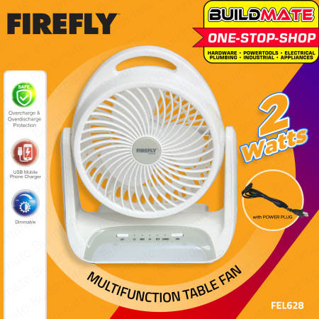 FIREFLY 5.5" Rechargeable Table Fan with LED Light - FEL628