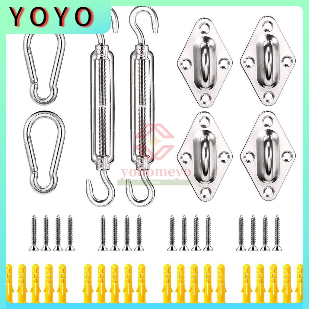 Shade Sail Hardware Kit, 304 Stainless Steel Hardware Kit for Square/Rectangle/Triangle Sun Shade
