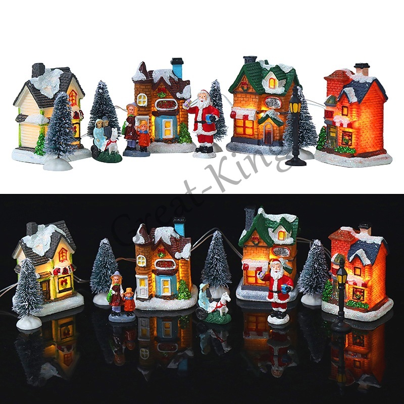 Product photo of Christmas Village Set: 4 Houses with 12 Figurines from its Lazada listing