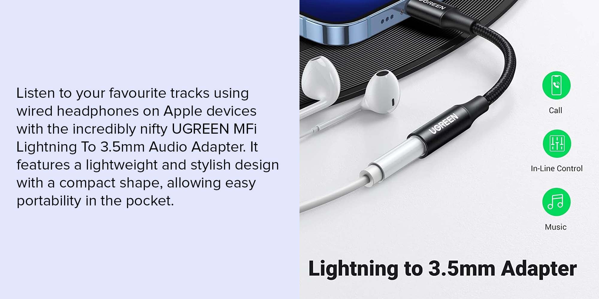 Adaptador Lightning a 3.5mm mini jack modelo US211 Certif