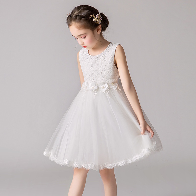 Buy White Lycra Bow Detail Dress For Girls by FAYON KIDS Online at Aza  Fashions.