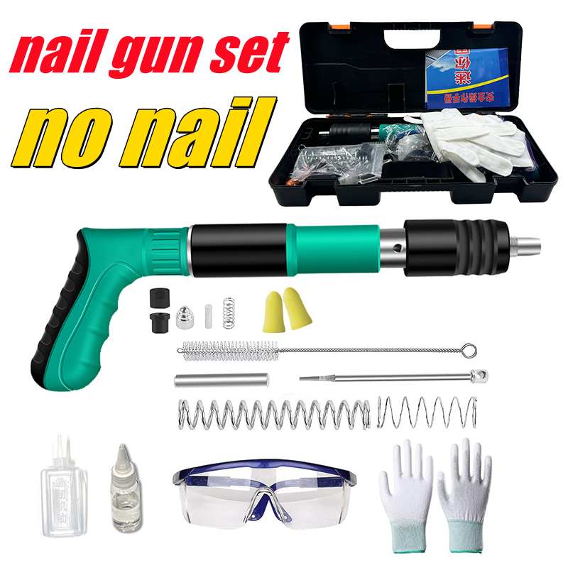 💥Free 200/100/50PCS Nails💥Hand Nail Puncher Tool Gun Automatic Powder Actuated Nail Gun Tacker for Wood Heavy Duty Nail Rivet Gun with Nails - Image 3