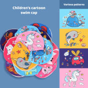 Cartoon Kids Swim Cap - Elastic Fabric Hat for Bathing