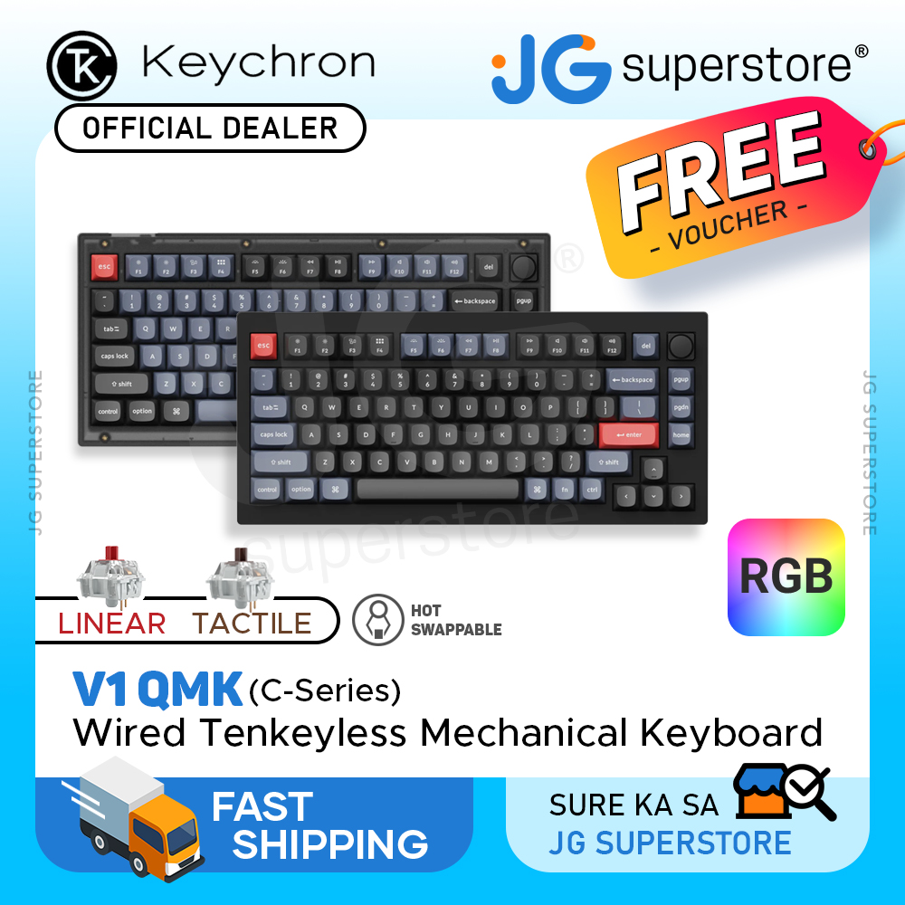 Keychron V1 Compact Mechanical Keyboard with Hot-Swappable Switches and RGB