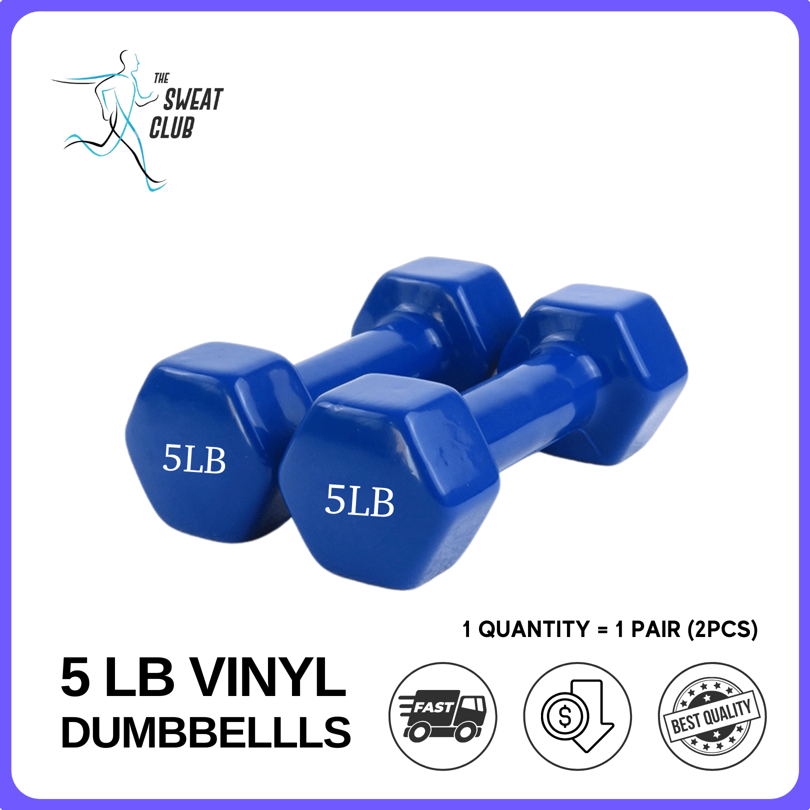 Live Up 5 LBS Vinyl Dumbbell Weight Dumbbells Exercise Fitness Gym  Equipments Weight Dumbbells Strength Training Equipment Exercise
