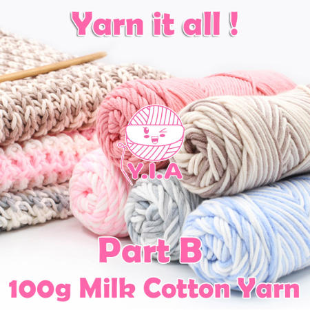 8 ply Milk Cotton Yarn for Knitting and Crochet, 100g