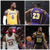 Best Los Angeles Lakers #23#6 LeBron James City Gold Jersey