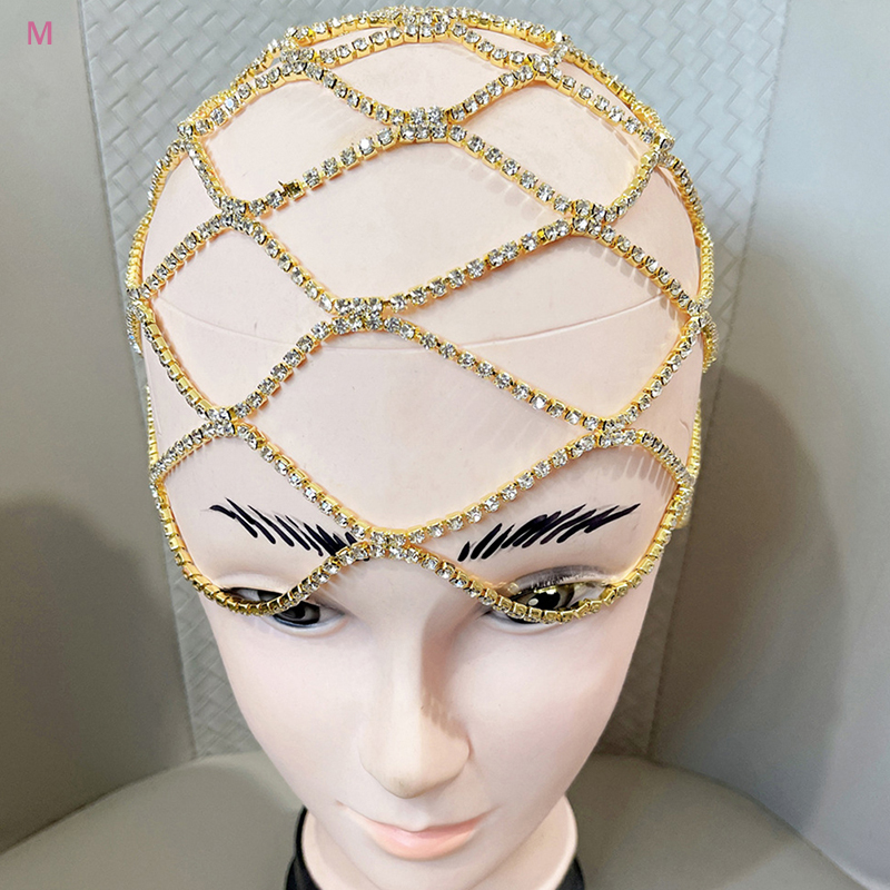 Women Tassel Rhinestone Cap Headpiece Crystal Hair Headpieces Head Chain  Jewelry