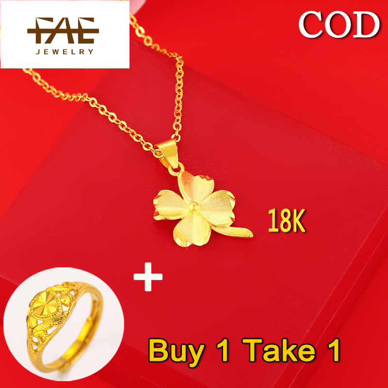 SweetEveryday 18K Gold Waterproof Clover Earrings and Necklace Set