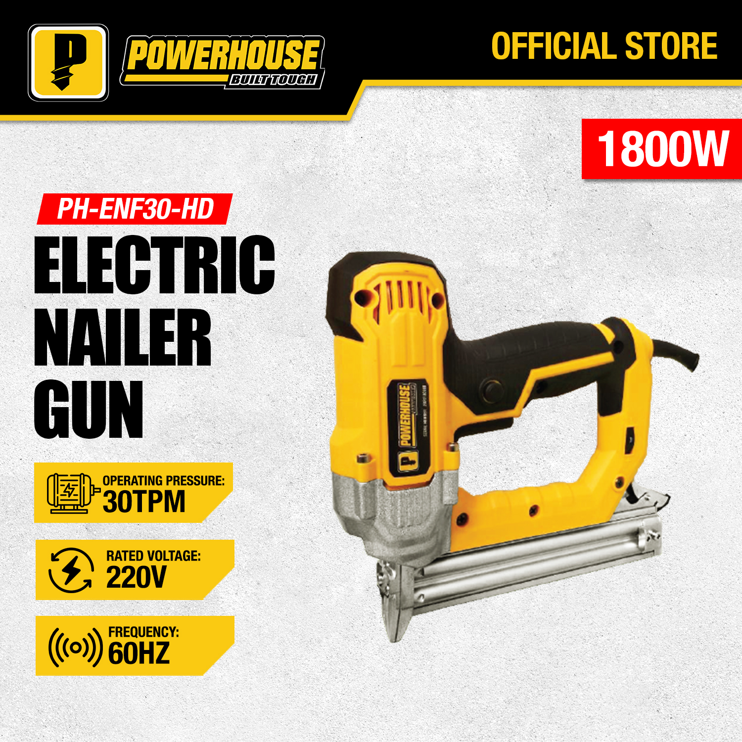 USA Electric Nailer Gun with Adjustable Pressure and Anti Stuck Technology