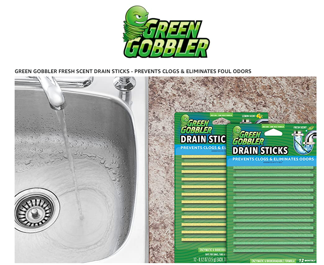 Green Gobbler Drain Strips, Bio-Flow, 12 Pack - 12 pack, 0.12 oz strips