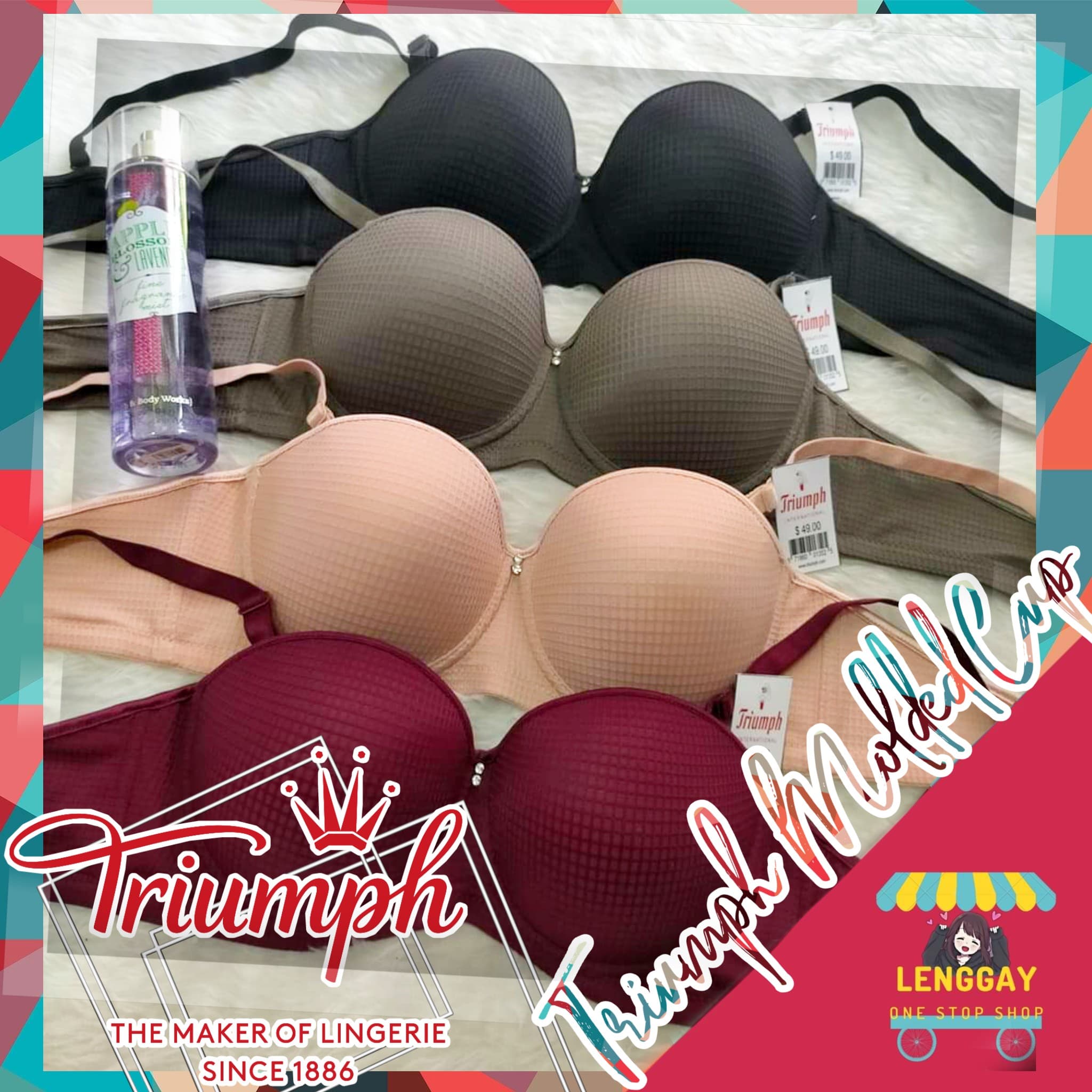 [𝑳𝑬𝑵𝑮𝑮𝑨𝒀 𝑶𝑺'𝑺𝑯𝑶𝑷] OVERRUNS TR/UMPH REG BRA 34,36,38 cup AB Underwire/Push Up/ Removable Strap.