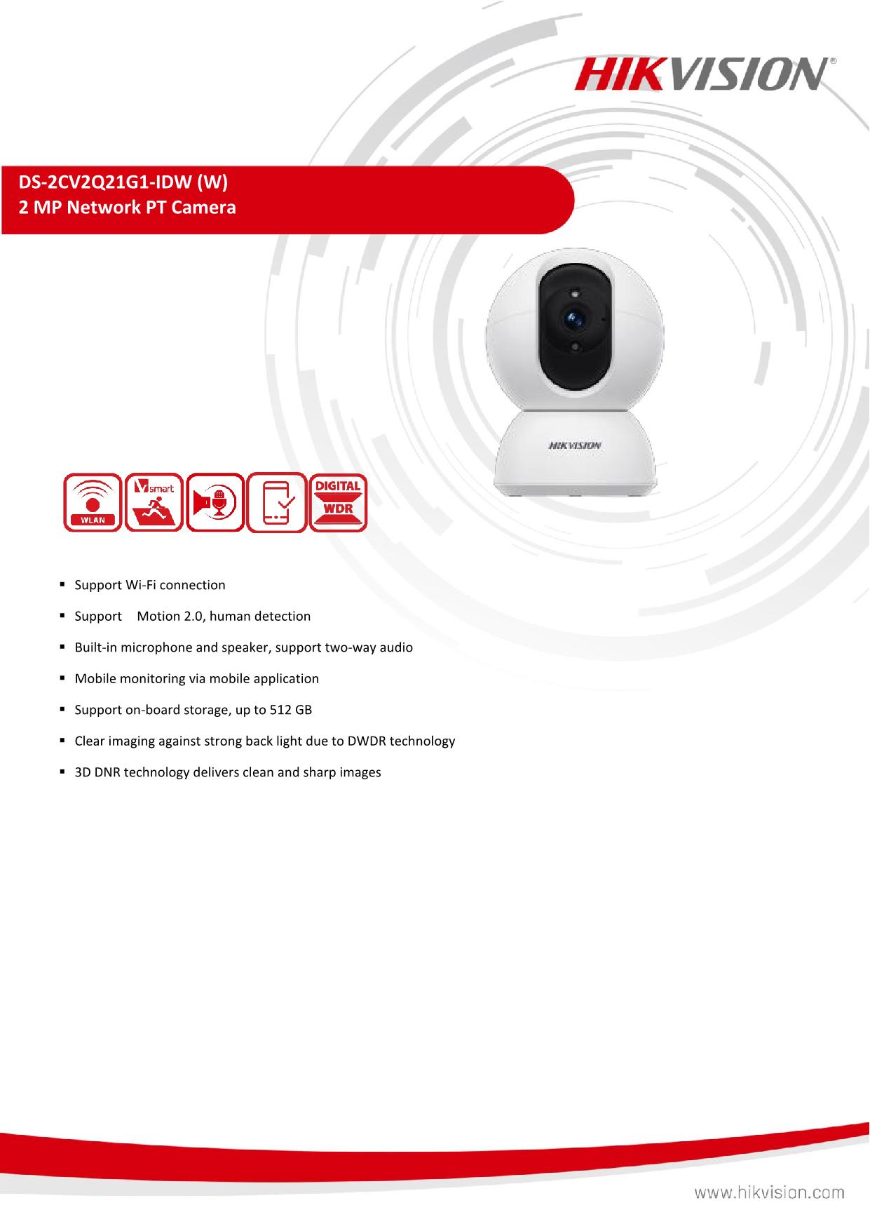 HIKVISION DS-2CV2Q21FD-IW Q1 Wifi PT Camera CCTV Pan/Tilt 360