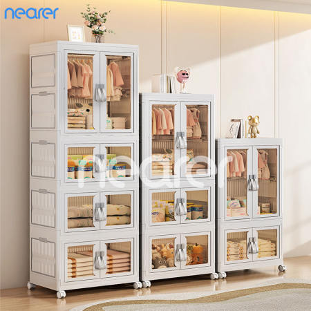 Nearer Durabox Cabinet Drawer Storage Box With wheels Plastic Wardrobe Baby Toy Clothes Home organizer