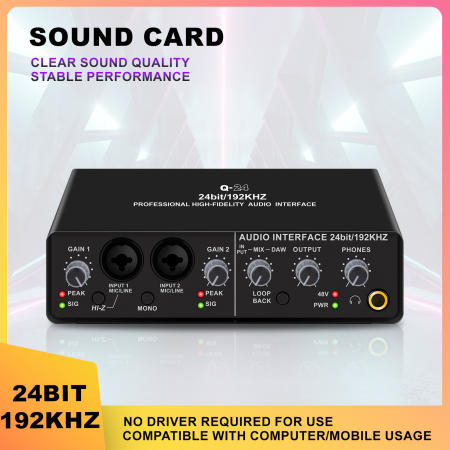 Q24 DJ Mixer & Audio Sound Card for Recording & Live Broadcast