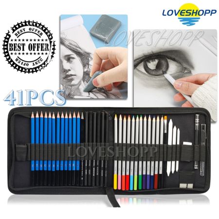 Professional Drawing Kit with 41pcs of Pencils and Tools