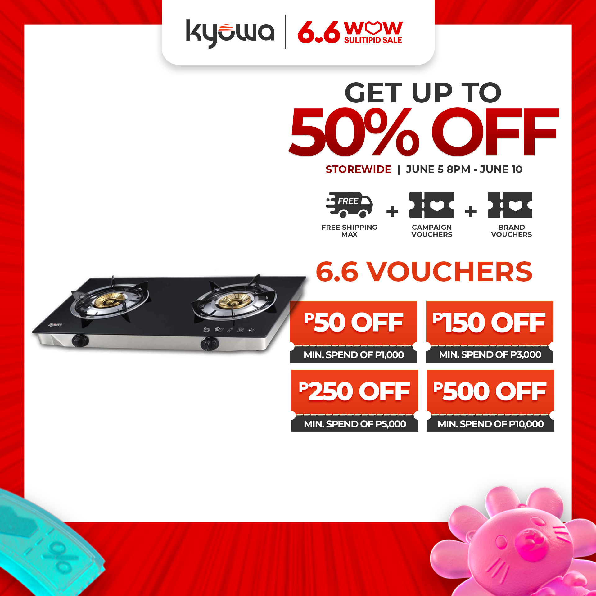 Shop Infrared Gas Stove 2 Burner Kyowa with great discounts and prices