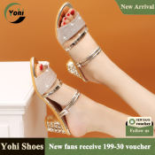 Yohi Summer Korean Style High-Heeled Sandals with Thick Heels