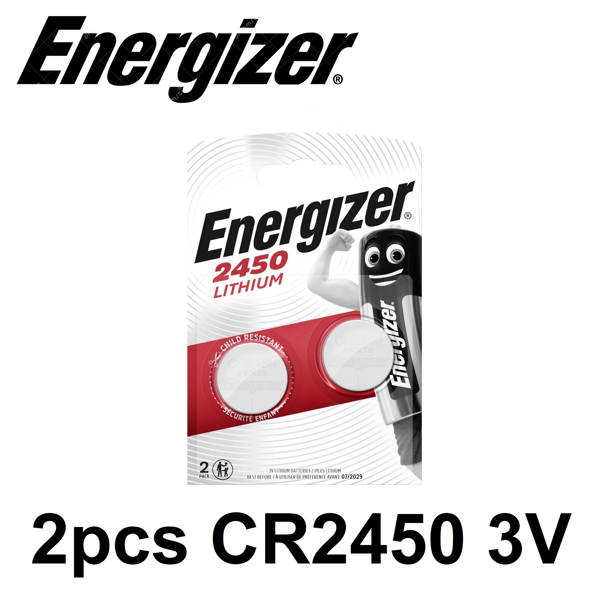 Energizer 2450 CR2450 (2pcs) 3v Lithium Button Cell Battery in Blister Pack  K2450L CR2450N DL2450