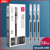 Deli Gel Pen Set - 12pcs Black Ballpen for School