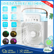 Portable 3-in-1 Air Cooler Fan with LED Lights