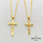 Shayne Jewelry 18K Bangkok Gold buy 1 take 1 2in1 cross Pendant Necklace set for women A-346s