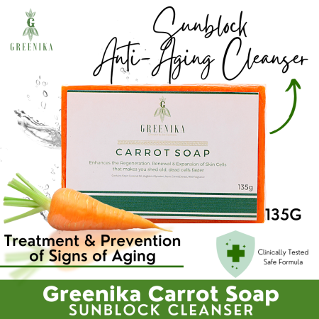 Greenika Carrot Sunblock Soap - Exfoliating, Anti-Aging for All Skin