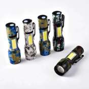 Camouflage Rechargeable LED Flashlight with Clip - XPE+POLICE CREE