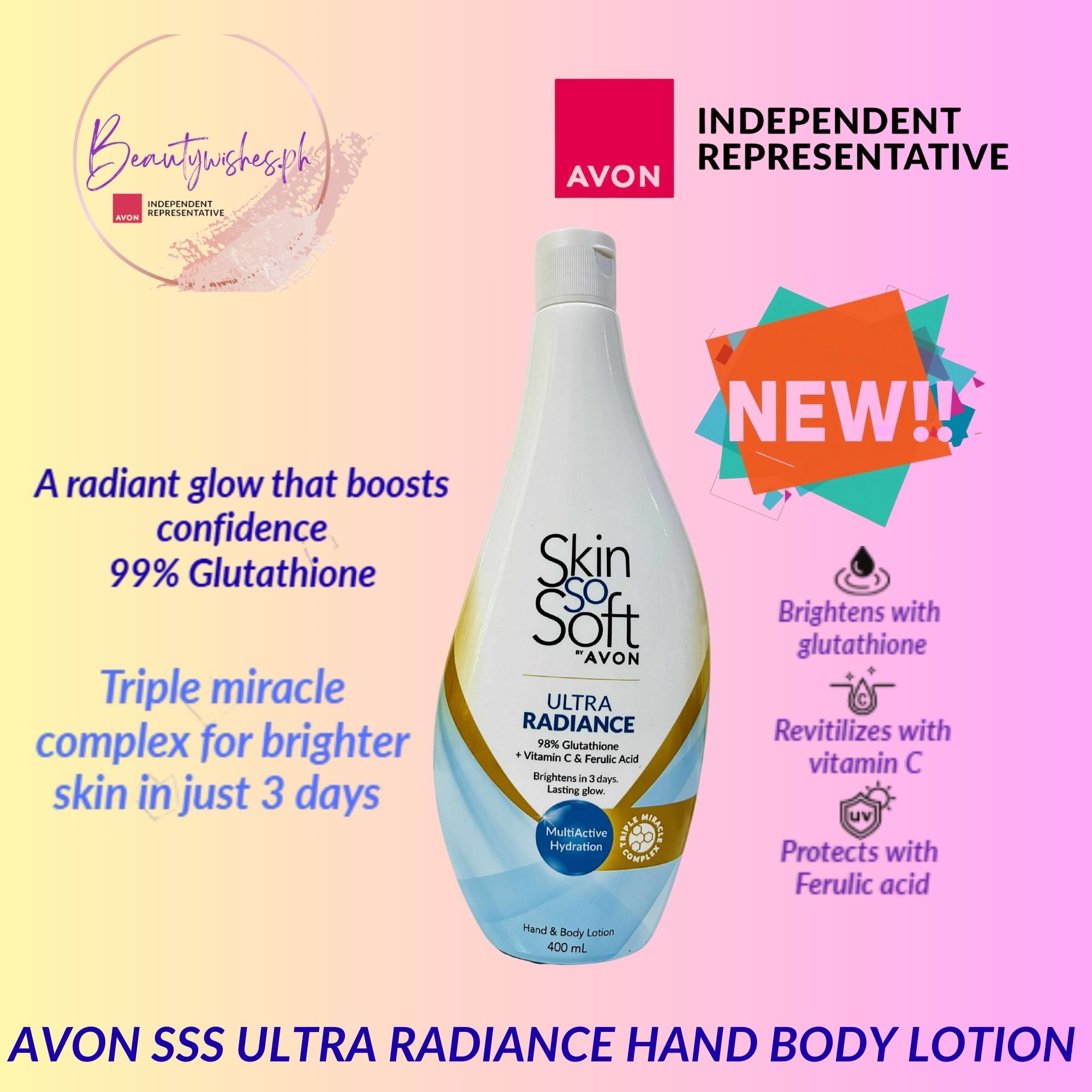 avon sss glutathione lotion price Avon SSS whitening Ultra Radiance Glutathione Hand body lotion