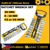 KEELAT 12/20Pcs Premium Ratchet Wrench Set, Hardened Steel