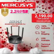 Mercusys MR80X AX3000 Dual-Band Wi-Fi 6 Router MU-MIMO Beamforming WPA3 Security Smart Connect QoS Multi-Mode Easy Setup