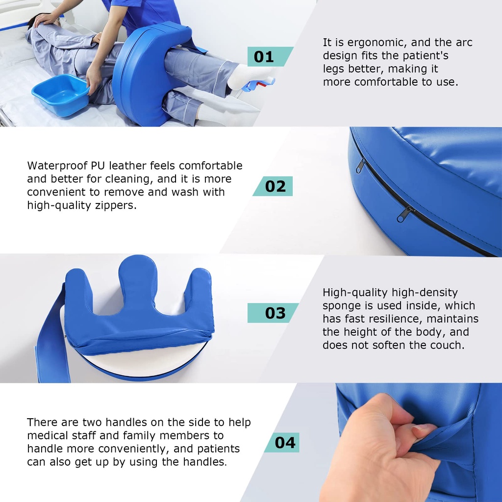 Leg Positioning Pillow, Pu Leather Waterproof Elderly Padded Bed Transfer  Nursing Tool, U Shape Roll Aid Shifting Mat For Patient Or Bedridden Elderly