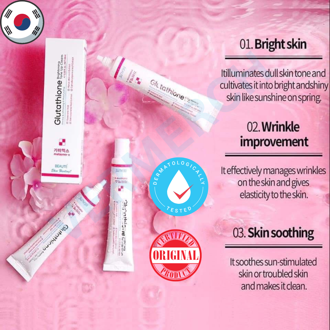 Glutathione Brightening Tone Up Cream Melasma X Beaute Korea Sun Cream  Waterproof Sun Protection Spf 41-50 Anti-Bacterial Whitening Cream Oil-Free  Hyaluronic Acid Cream - Lazada | Lazada PH