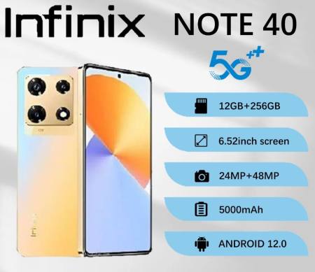 Get Now Original Infinix Note 40 Pro + 5G 12GB Ram + 256GB Rom Android Smartphone