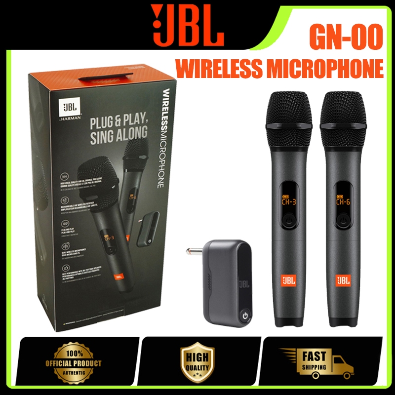 JBL Wireless Universal Microphone Set Iconic Sound Rechargeable UHF Receiver Auto-Tuning Microphone