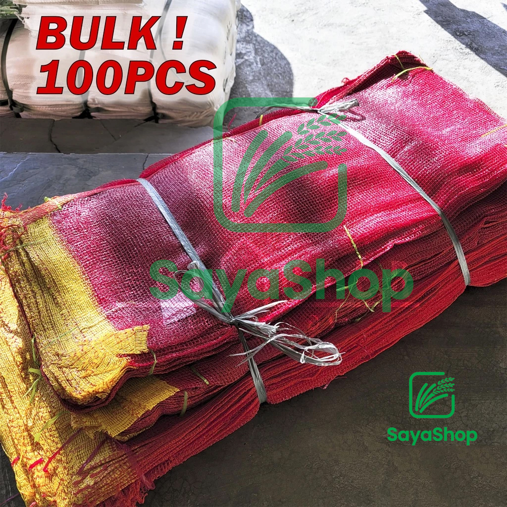 Red Leno Mesh Bag For Onion Garlic Storage Breathable Vegetable