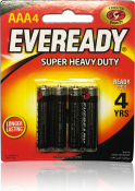 Eveready Super Heavy Duty AAA 4s