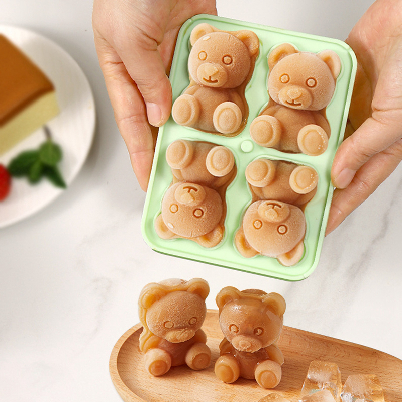 3D Little Teddy Bear Shape Ice Cube Bear Food Grade Silicone Silian Little Bear  Ice Block Mold Cute Splash-proof Ice Mold - AliExpress