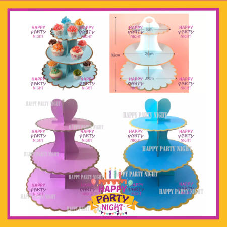 Happy Party Night Plain 3 Tier Cupcake Stand Party Dessert Stand Table Center Pieces Party Decoration