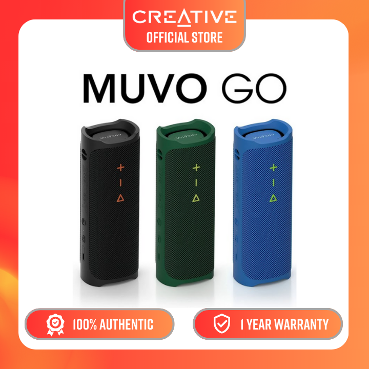 Creative MUVO Go Portable Waterproof Bluetooth 5.3 Speaker with Up to 18 Hours of Battery Life IPX7 Waterproof and Powerful Bass Performance Wireless Stereo Link