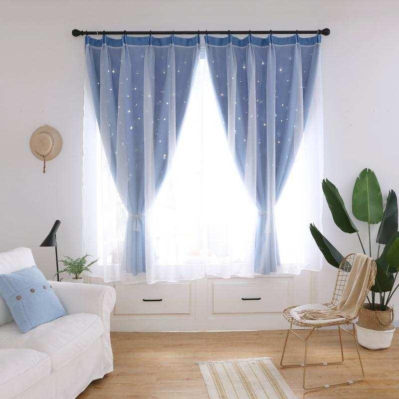 Double Layer Star Curtain Hollowed Out Starry Curtain Stary