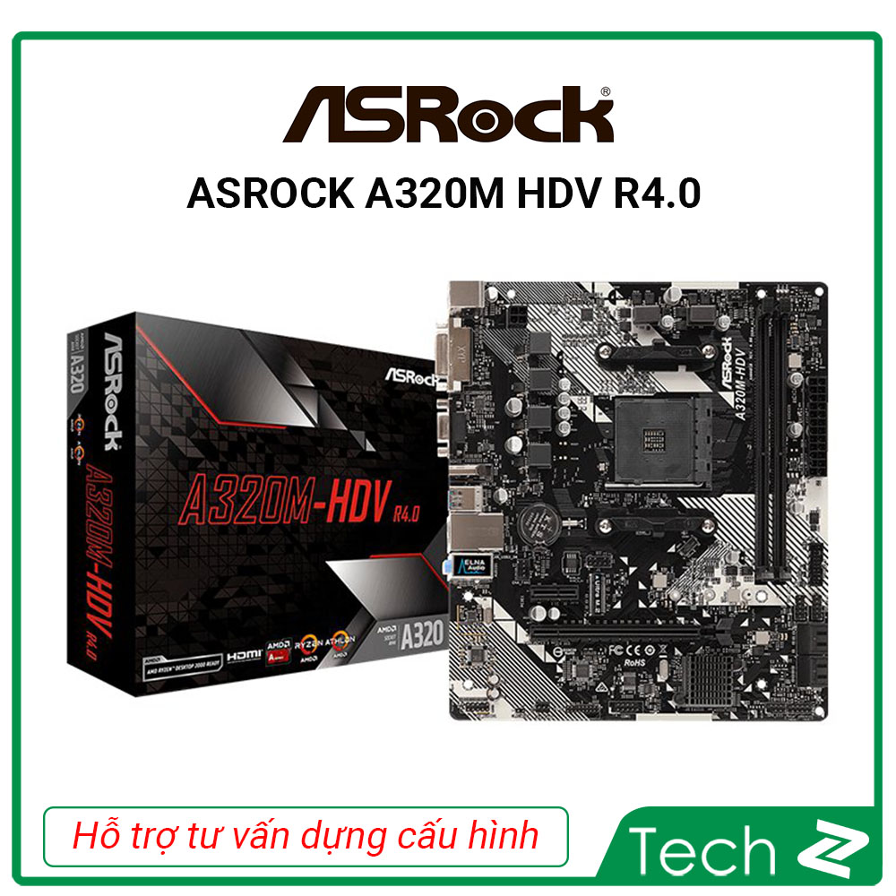 Mainboard ASROCK A320M HDV R4.0 AMD A320M, Socket AM4,,m-ATX, 2 khe RAM