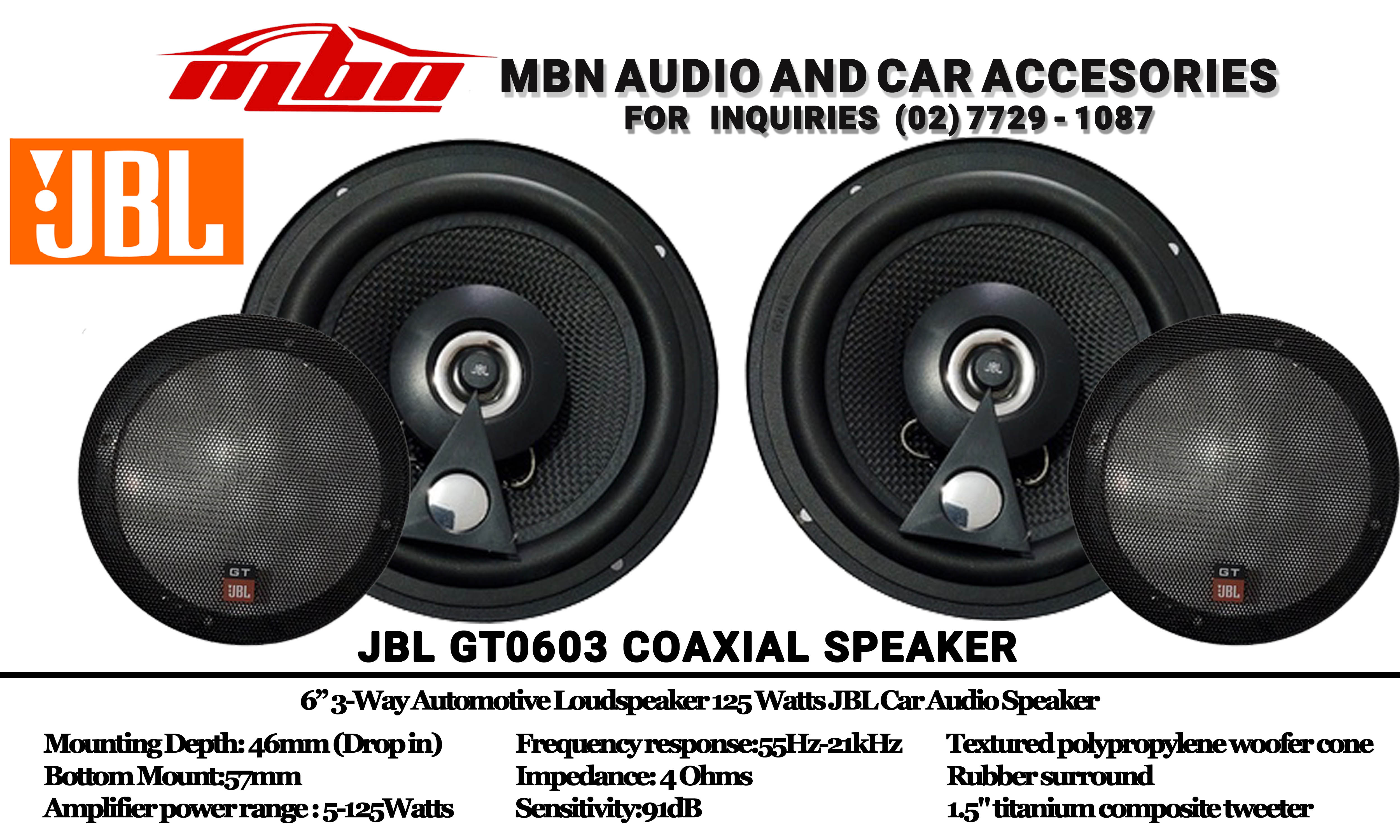 JBL 6.5" Coaxial Speaker, 3-Way Automotive Loudspeaker 125 Watts 2pcs/set(GT0603) Lazada PH